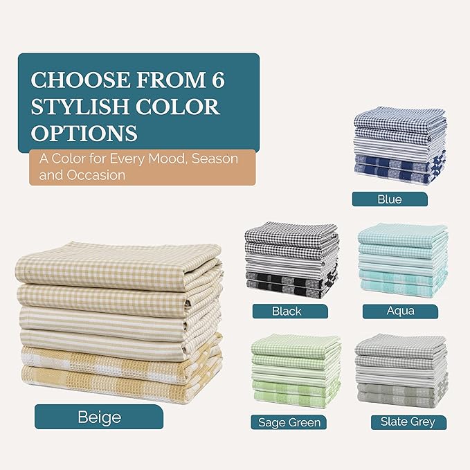 Casa Platino Dish Towels for Kitchen 18" x 28", Dish Towels Set of 6 – Great