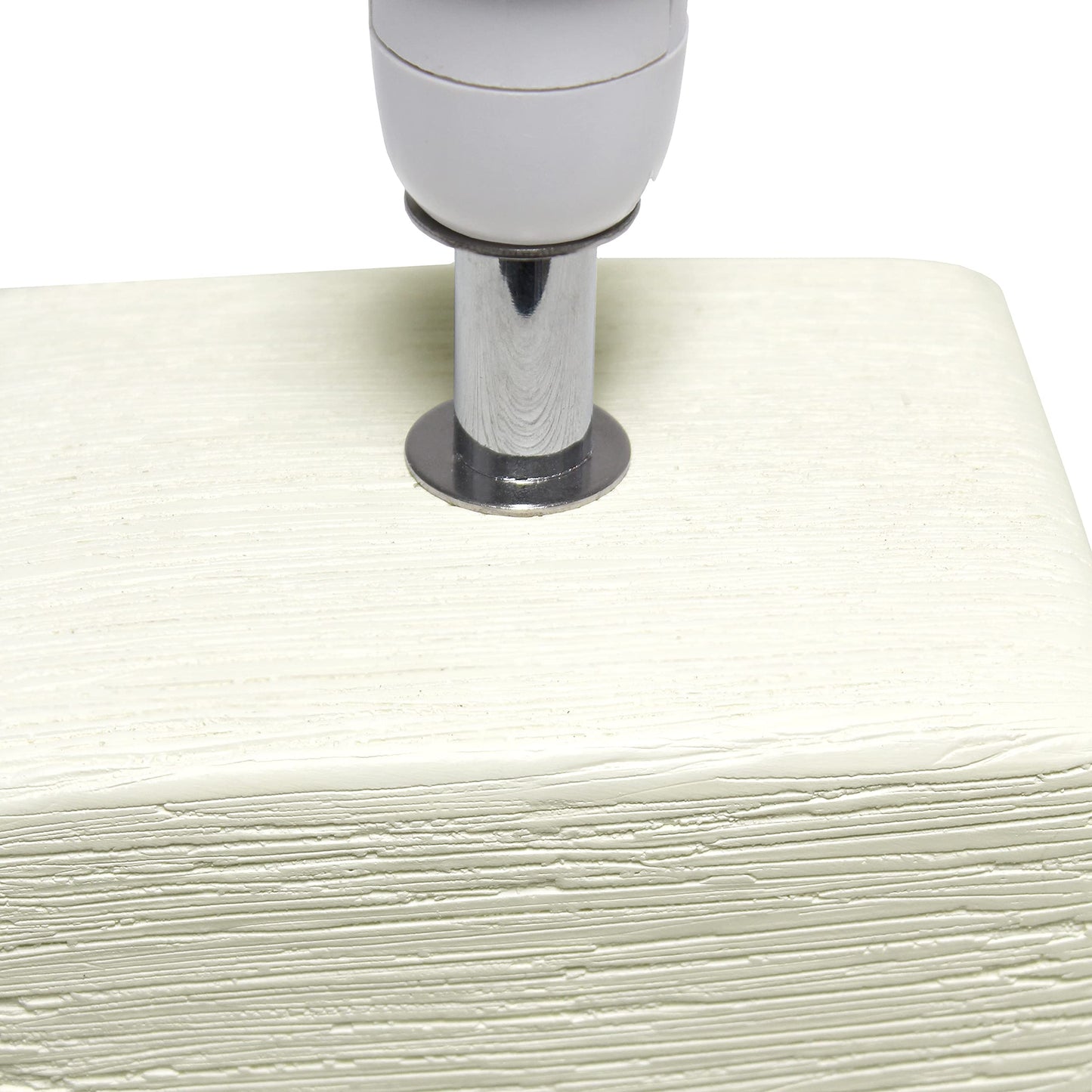 Simple Designs LT2072-OFF Petite Faux Stone Table Lamp with Fabric Shade, Off White with White Shade
