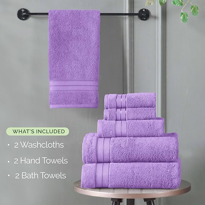 Elegant Comfort Luxury 6-Piece Towel Set, Premium Soft 100% Turkish Cotton