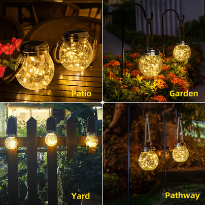 ROSHWEY Solar Lantern Gifts for Women, 2 Pack Hanging Garden Decor Lights Outdoor Waterproof with 30 LED for Halloween Christmas Easter Gift