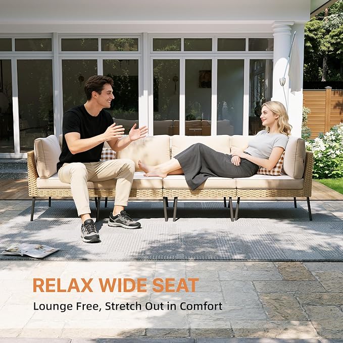 Aoxun 6-Piece Patio Furniture Set, Wicker Outdoor Furniture