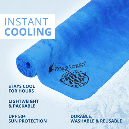 FROGG TOGGS Chilly Pad, Instant Cooling Towel, long lasting, reusable, Sports and Outdoors Neck Towel 33x13, Sky Blue