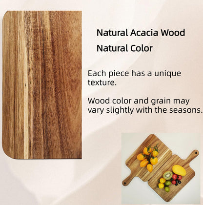 ZeQi Acacia Wood Cutting Board with Handle 13.7''X7'' / Charcuterie Board/Serving Board/Cheese, Bread, Vegetables & Fruits Serving Board (Rectangular)