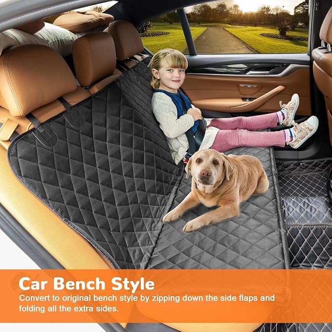 URPOWER Dog Car Seat Cover for Pets 100% Waterproof Seat Cover Hammock 600D Heavy Duty Scratch Proof Nonslip Durable Soft Back Seat Covers for Cars Trucks and SUVs