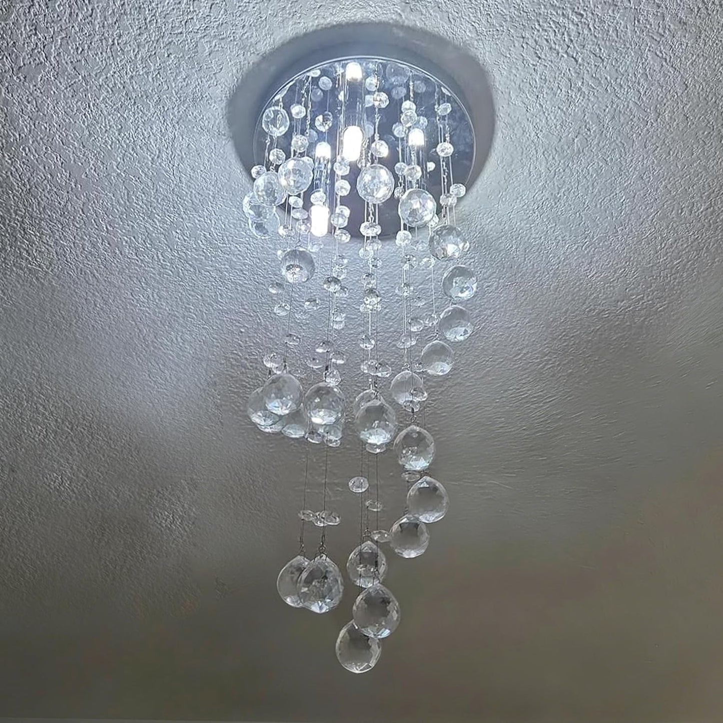 CRYSTOP 3-Lights Spairal Crystal Chandelier,Modern Raindrop Light Fixture Pendant Ceiling Mount Lamp Lighting Fixtures for LivingRoom, Bedroom, Bathroom D9“ X H21.3”