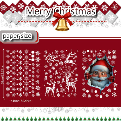 178Pcs Large Christmas Window Clings for Glass, Xmas Snowflake Cling Winter Stickers Reusable Double-Sided Outdoor Window Christmas Decoration for Santa Claus Reindeer Peppermint Decals Holiday Decor