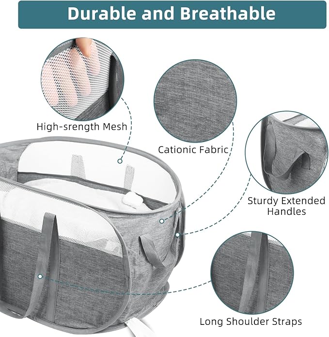 Collapsible Laundry Baskets, Tear Proof Pop Up Laundry Hamper