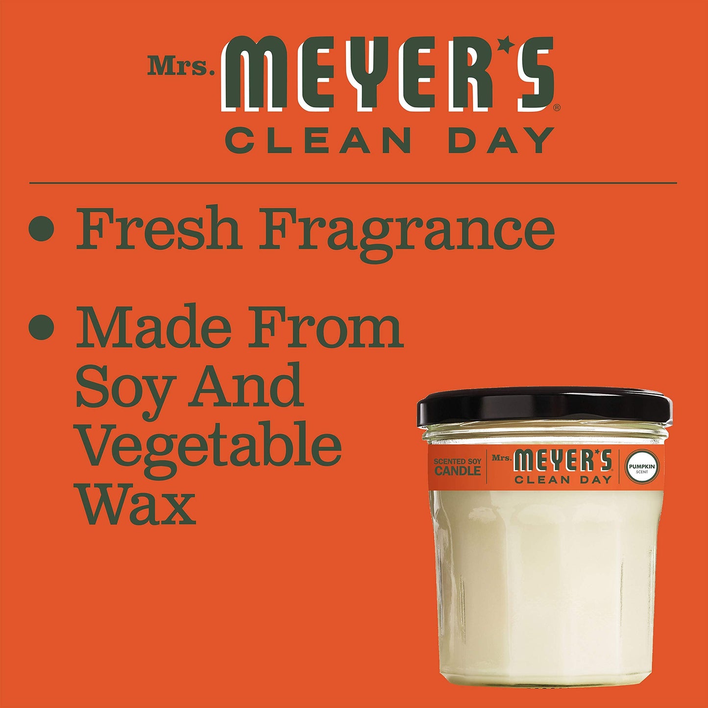 MRS. MEYER'S CLEAN DAY Soy Aromatherapy Candle, 25 Hour Burn Time, Made with Soy Wax and Essential Oils, Pumpkin, 4.9 oz
