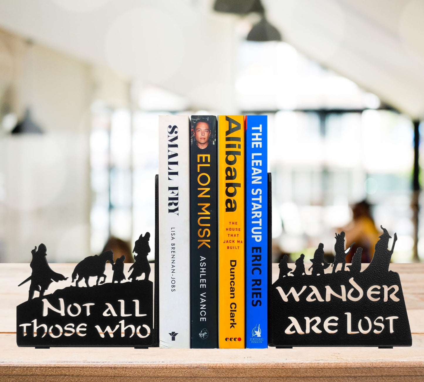 HeavenlyKraft Decorative bookends for Shelves, Heavy Metal Bookends, Unique Bookends, Non Skid Book Ends, Book Stopper for Home/Office Decor/Shelves, 7 X 5.51 X 4 in/Piece (with Quote on Product)