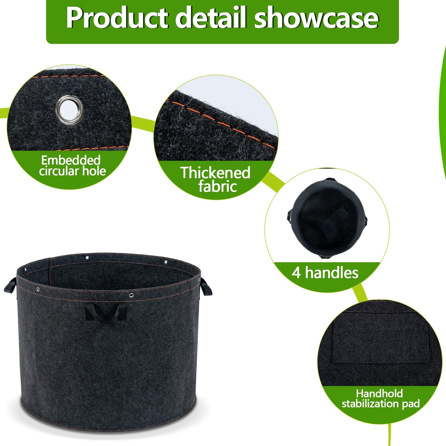 FVOTNW 50 Gallon Grow Bags, 2 Pack Thickened Aeration Large Fabric Pots with Handles 29''×21'', Heavy Duty Planting Bags for Potato, vegetables, Flowers & Trees
