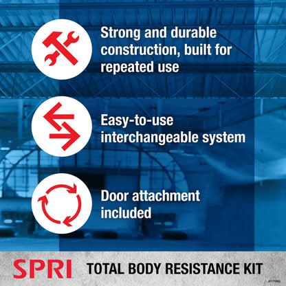 SPRI Resistance Band Kit - Resistance Training Interchangeable Tubes for Full Body Toning - Includes 5 Exercise Bands, Ankle/Wrist Strap with Padded Handles, Door Anchor, Exercise Guide, Carry Bag
