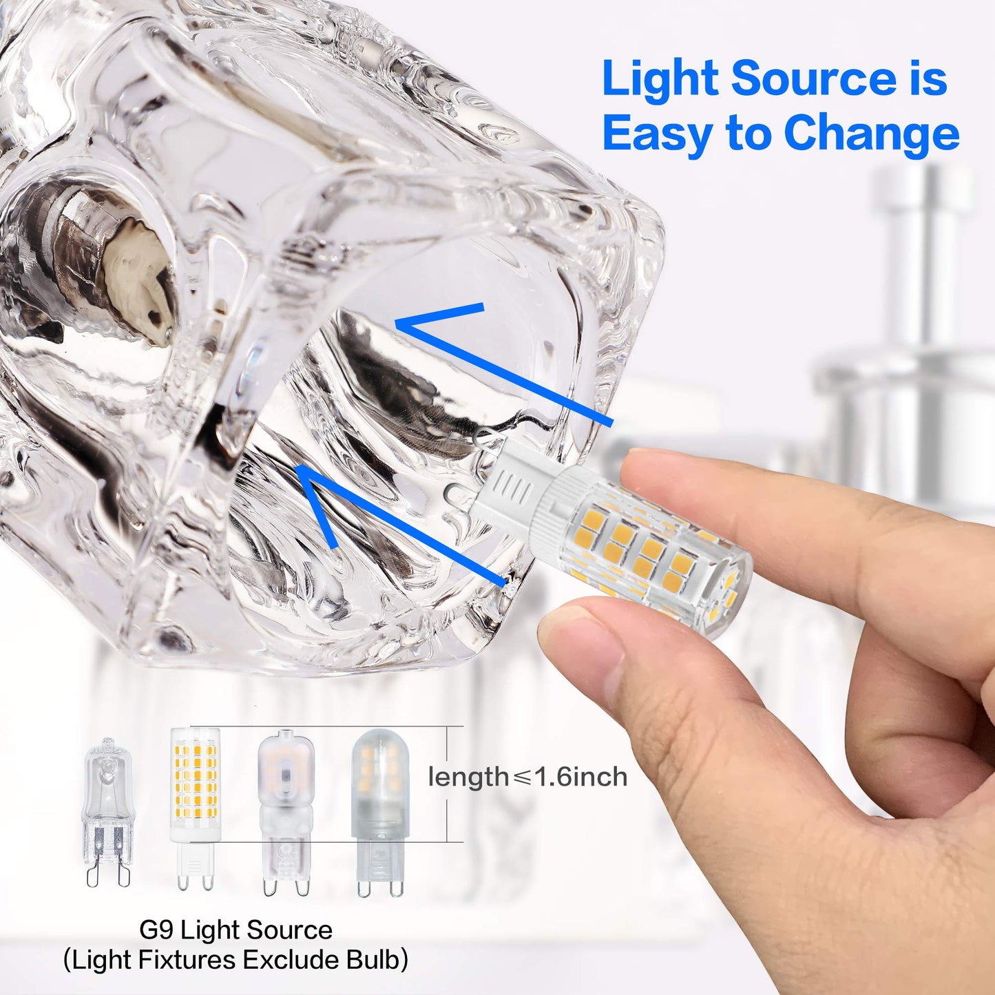 PRESDE Crystal Bathroom Vanity Light Fixtures 5 Light Bathroom Light Fixtures Over Mirror Modern LED Chrome Bath Lighting