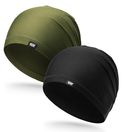 THINDUST 2Pcs Summer Mesh Breathable Skull Beanie - Soft Stretchy Slouchy Beanie Hat Men Women for Running Cycling Gym