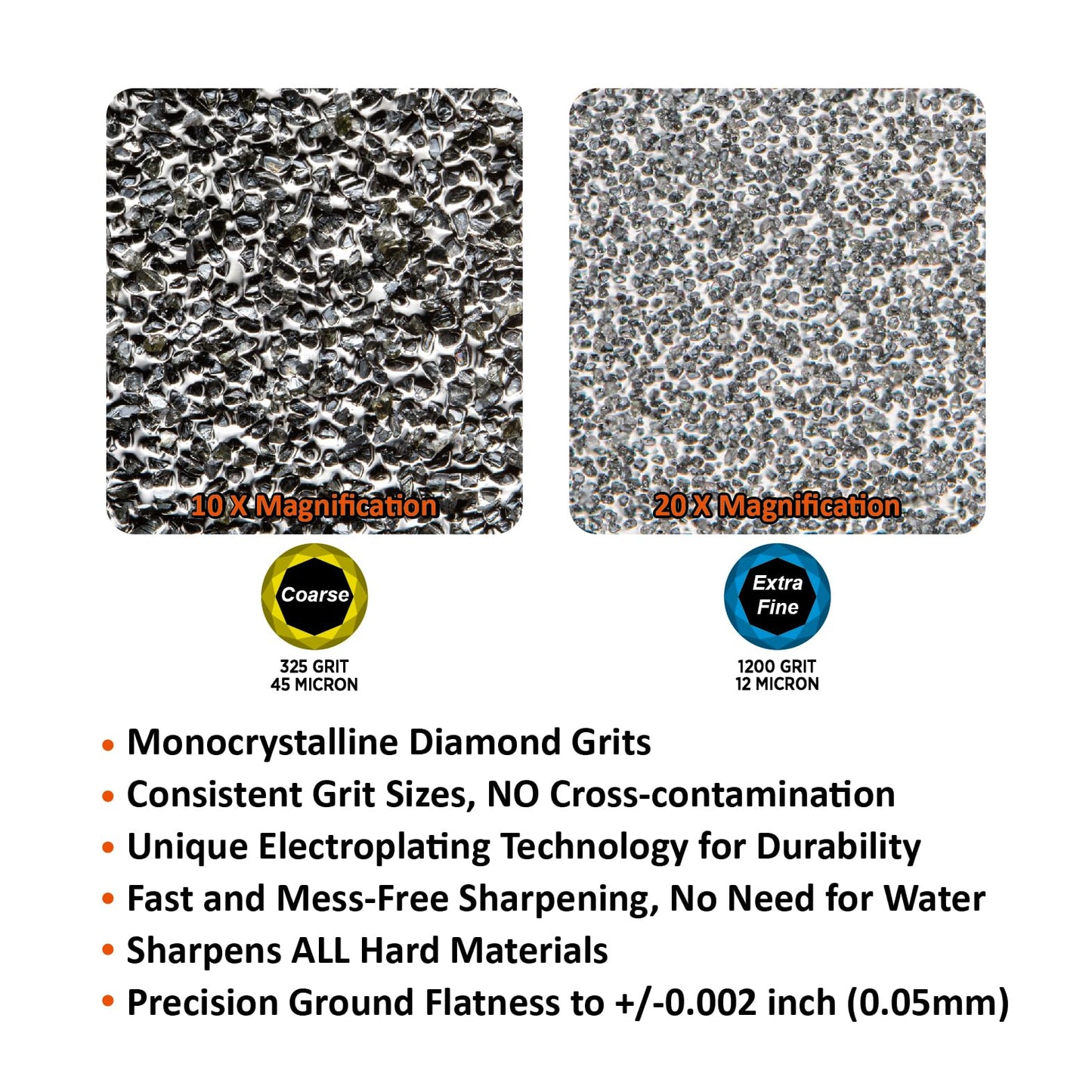 SHARPAL 162N Diamond Whetstone Knife Sharpener with Storage Base | 2 Side Grit Coarse 325 / Extra Fine 1200 | Diamond Sharpening Stone | Non-Slip Base & Angle Guide (203 x 76mm / 8 x 3 Inch)