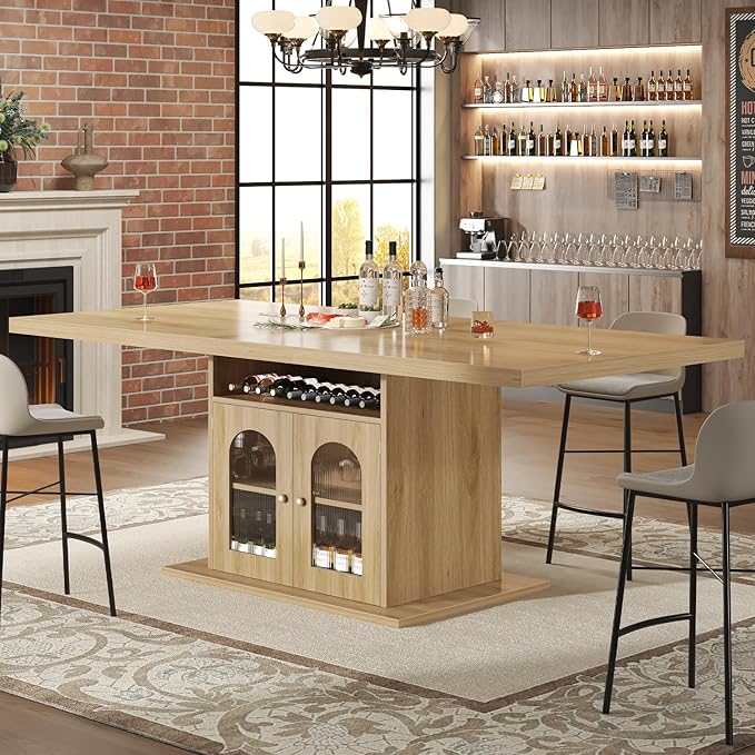 HSH Dining Table for 4–6, 63 Inch Wood Farmhouse Kitchen Table