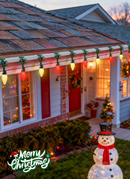 C9 LED Christmas Lights Outdoor, 99 Feet 150 LED String with Spring Clips, Waterproof Connectable Roofline Patio Home Xmas Decor, Red & Warm White