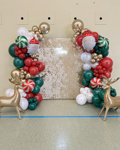 Christmas Latex Balloons, 50pcs 12 Inches Red Green Gold Balloons with 1 Ribbon for Christmas, Birthday Party Decorations