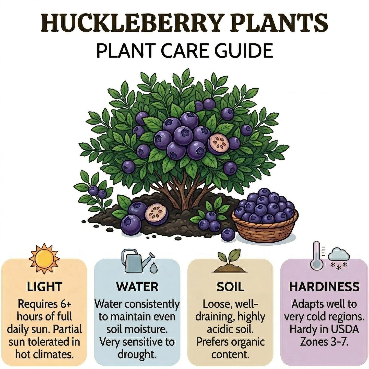 Huckleberry Plants Live for Planting, 3-4 Inch Bare Root Seedlings, Non GMO, Low Maintenance Native Fruit Shrub, Robust Well-Rooted Plants
