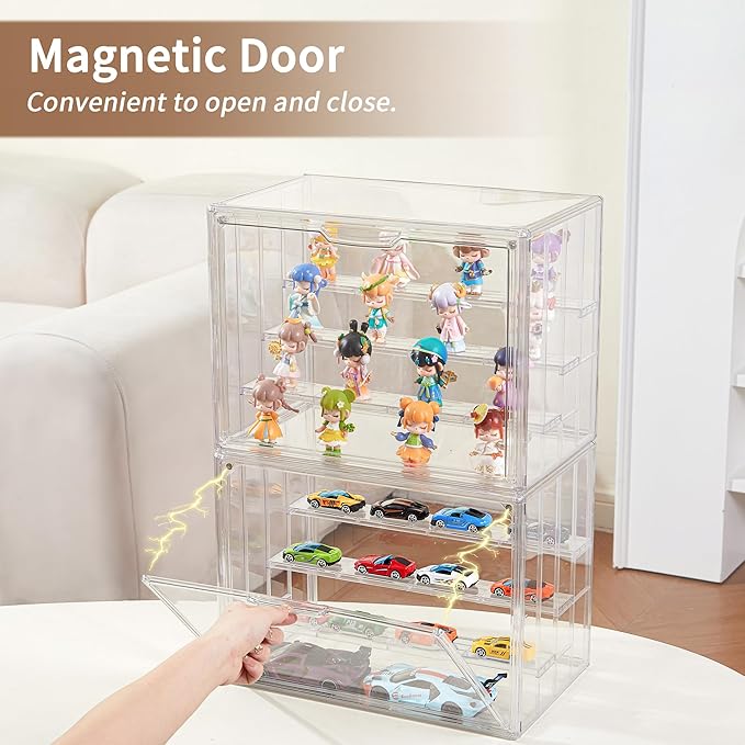 4 Pack Display Case for Collectibles 4 Layer Updated Adjustable Acrylic Display