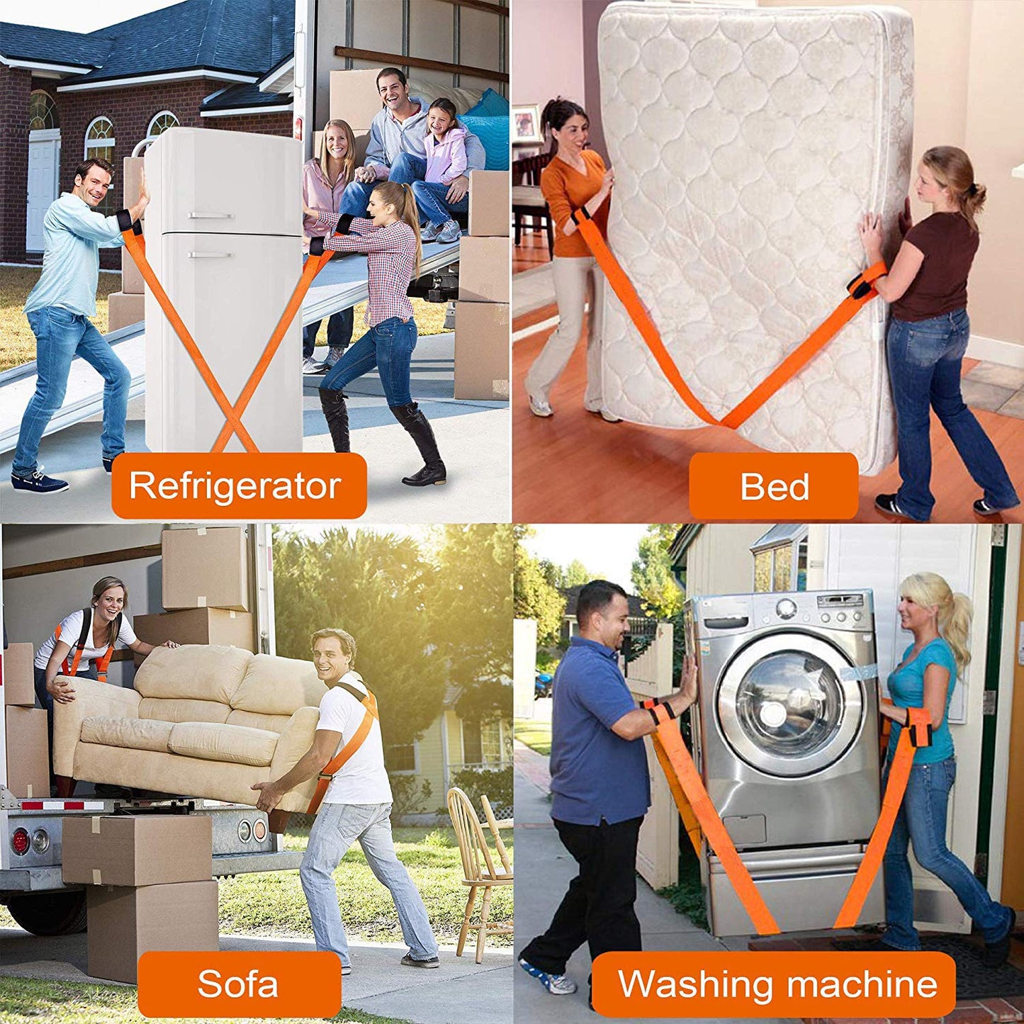 Lifting Straps for Movers, ZIZINET Moving Strap Load Capacity 150 kg for Heavy Objects, Goods, Furniture, 2 pcs Moving Lifting Straps with Bonus 2 Pair Gloves