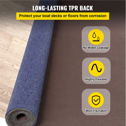 Happybuy 6 ft x 36 ft Deep Blue Marine Carpet for Boats Waterproof - 0.18" Thick Indoor Outdoor Rug Carpet Roll for Home Patio Porch Deck
