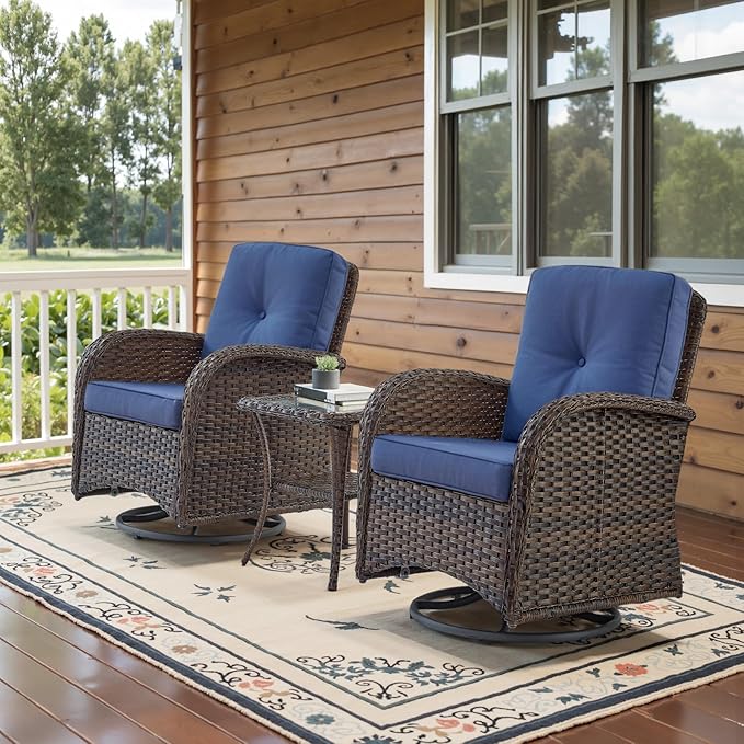 Belord Patio Wicker Chairs Swivel Rocker