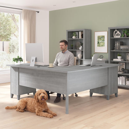 Bush Home 72-Inch L-Shaped Desk with Storage, Corner Computer Office Desk with File and Box Drawers, Home Office Workstation with Storage Cabinet, Somerset Collection, Platinum Gray