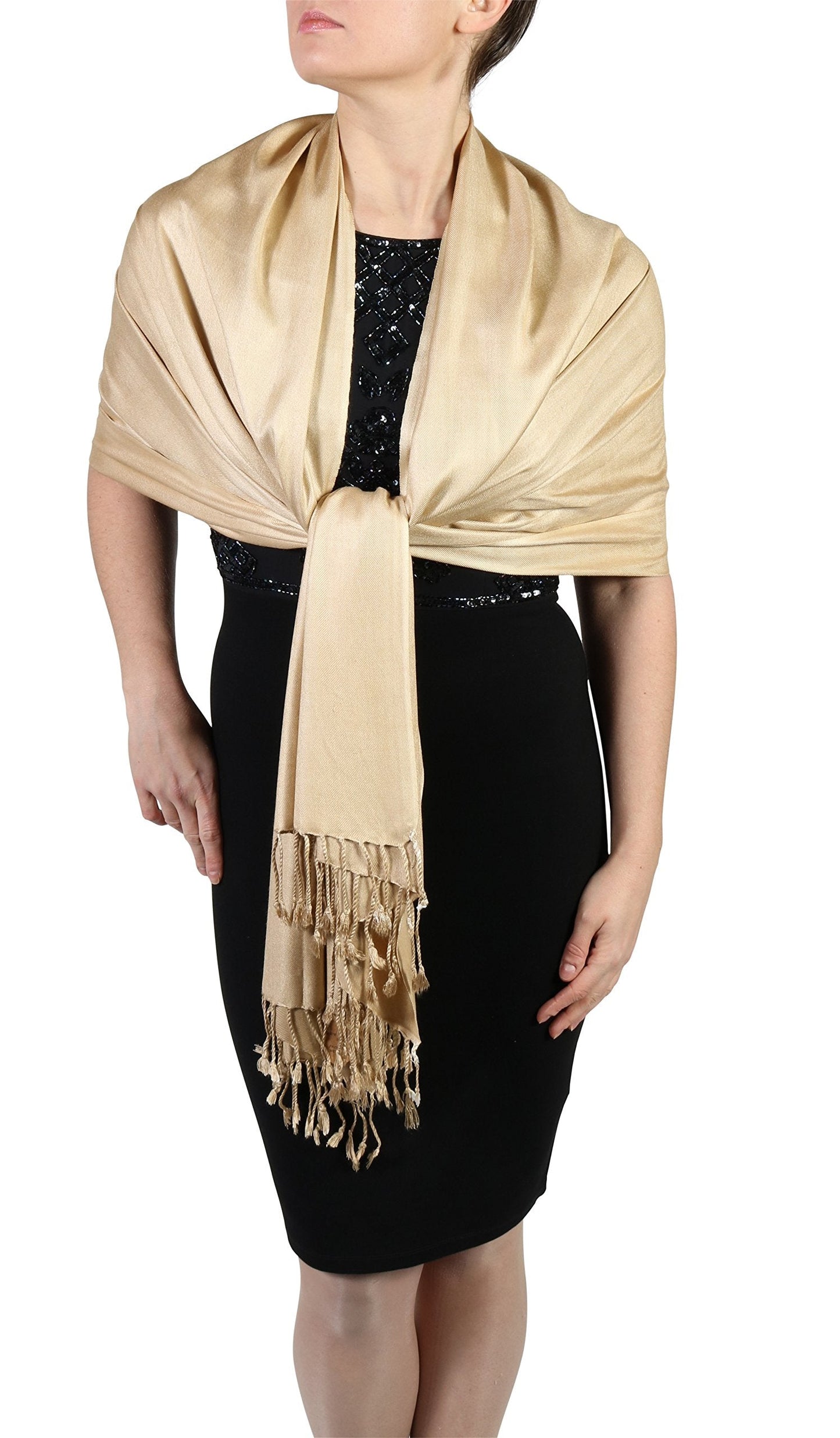 Pashmina Shawls and Wraps for Women - Ideal for Summer Weddings and Special Events - Gold