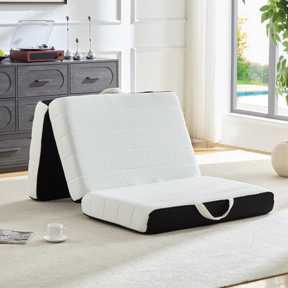 ROXGOX Foldable Mattress, Twin Tri-Fold Memory Foam Mattress Topper with Washable Cover, Handle & Non-Slip Bottom, 4 Inch Portable Folding Bed for Guest, Yoga, Living Room, Camping - 75"x38"x4"