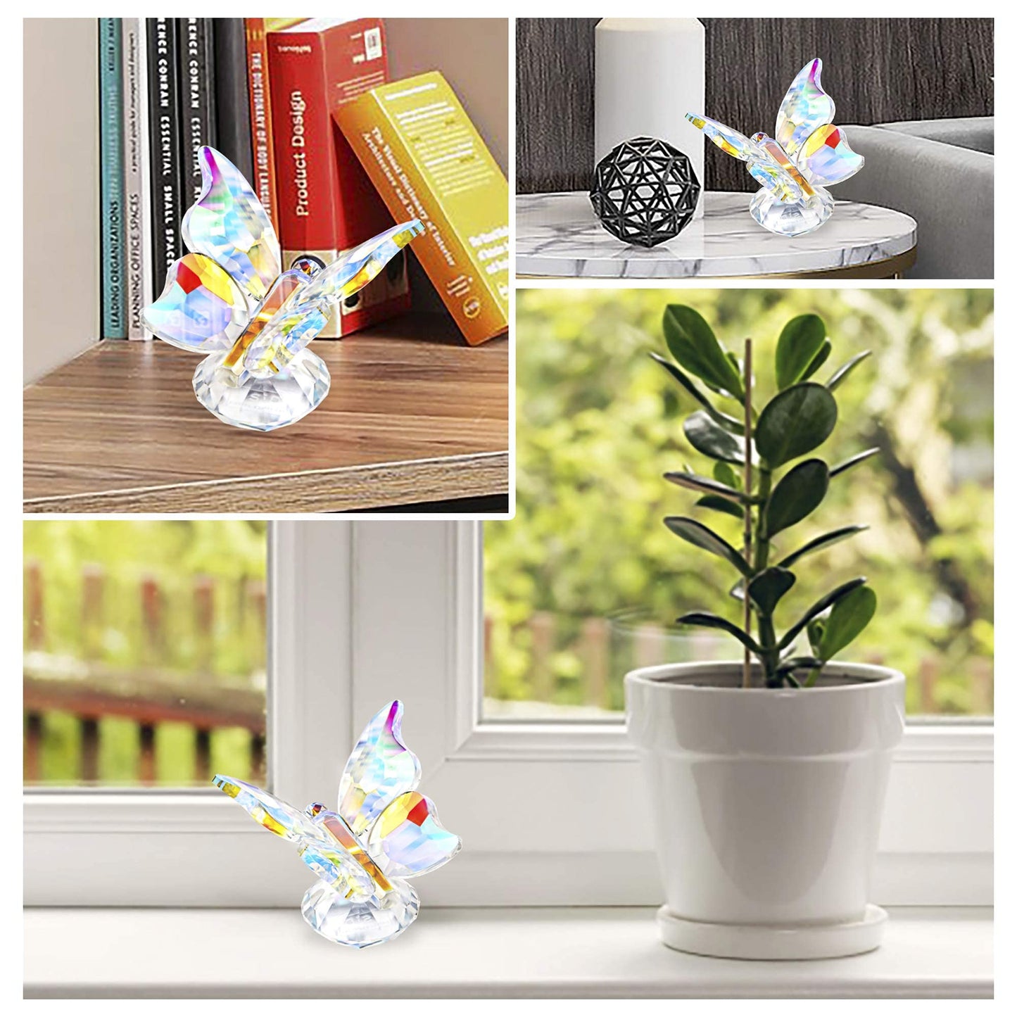 H&D HYALINE & DORA Handmade Butterfly Design Crystal Animal Figurine Collection Paperweight Gift