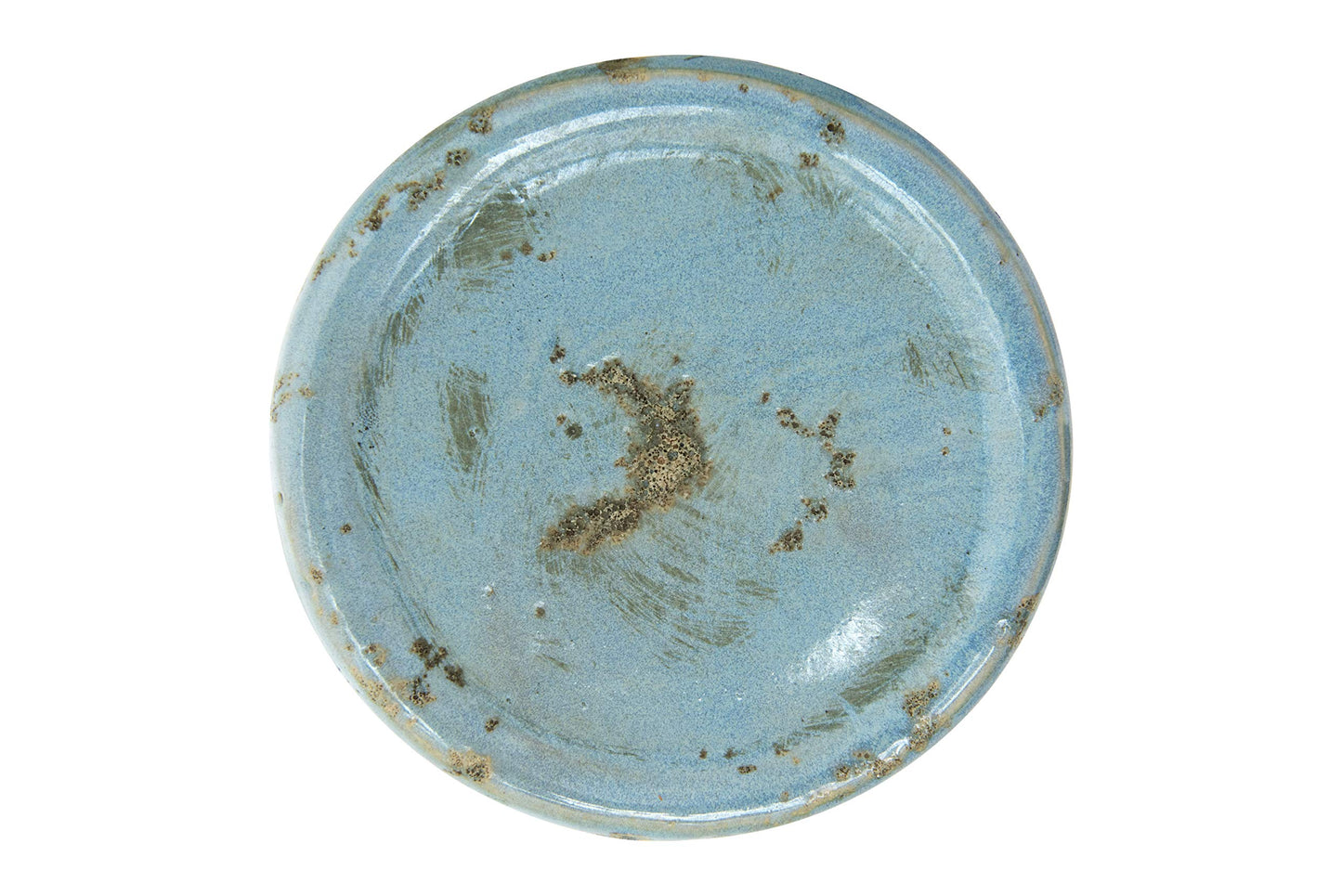 Creative Co-Op Small Distressed Blue Terracotta Pillar Candle Holder