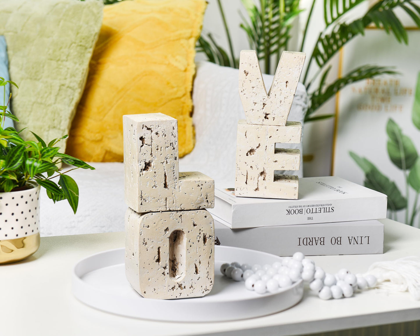 Book Ends Decorative with Love Design,Small Farmhouse Heavy Duty Bookends,Book Holders for Shelves, Book Stoppers for Home Desk Decoration, Unique Love Sculpture Bookend-Great Gift for Valentine's Day