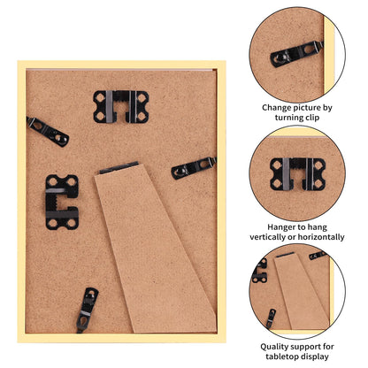 Giftgarden 16 Pack Gold Picture Frames for Multi Sizes Photos, Assorted Set Including Two 11x14, Two 8x10, Six 5x7, Six 4x6, Gallery Collage Frame for Wall or Tabletop Display