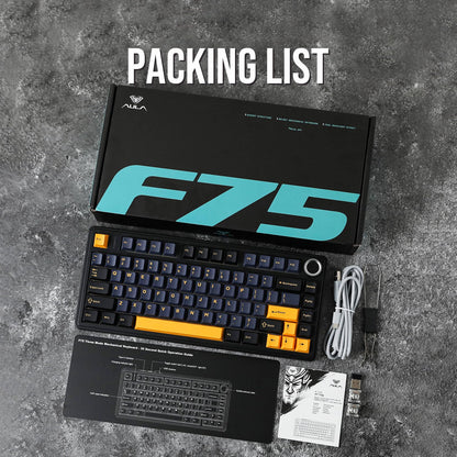 EPOMAKER x Aula F75 Gasket Mechanical Keyboard, 75% Wireless Hot Swappable Gaming Keyboard with Five-Layer Padding&Knob, Bluetooth/2.4GHz/USB-C, RGB (Light Blue, LEOBOG Reaper Switch)