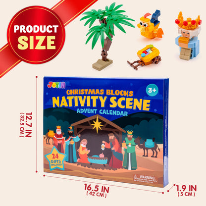 JOYIN 2025 Nativity Advent Calendar Building Blocks, 24 Days Christmas Themed Building Blocks, Xmas Party Favor Supplies for Boys Girls, Kids Xmas Fun Gifts, Countdown Calendar (3+)
