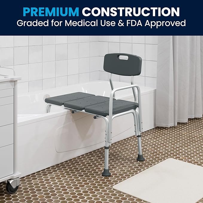Flash Furniture HERCULES Series 300 Lb. Capacity Adjustable Gray Bath & Shower