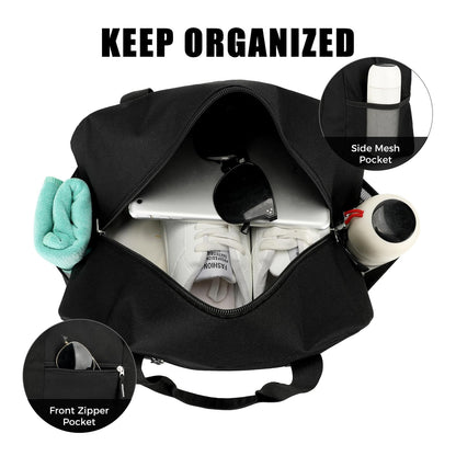 Uarition 14 inch Small Gym Bag for Men & Women, Mini Duffle Bag for Travel Sports, Lightweight Carry On Duffel Bag, Black