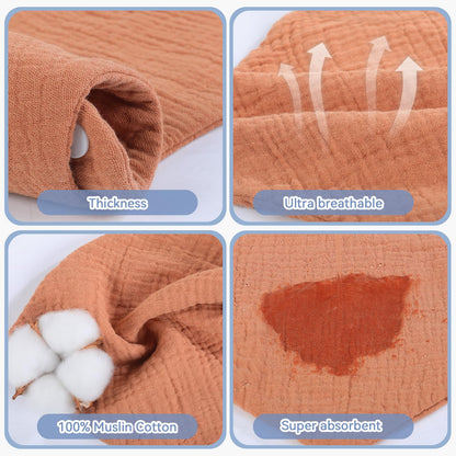 Yoofoss Muslin Baby Bibs 10 Pack Dribble Bandana Bibs 100% Cotton Drool Bib for Teething Soft and Absorbent with Adjustable Snaps Blue and Orange …