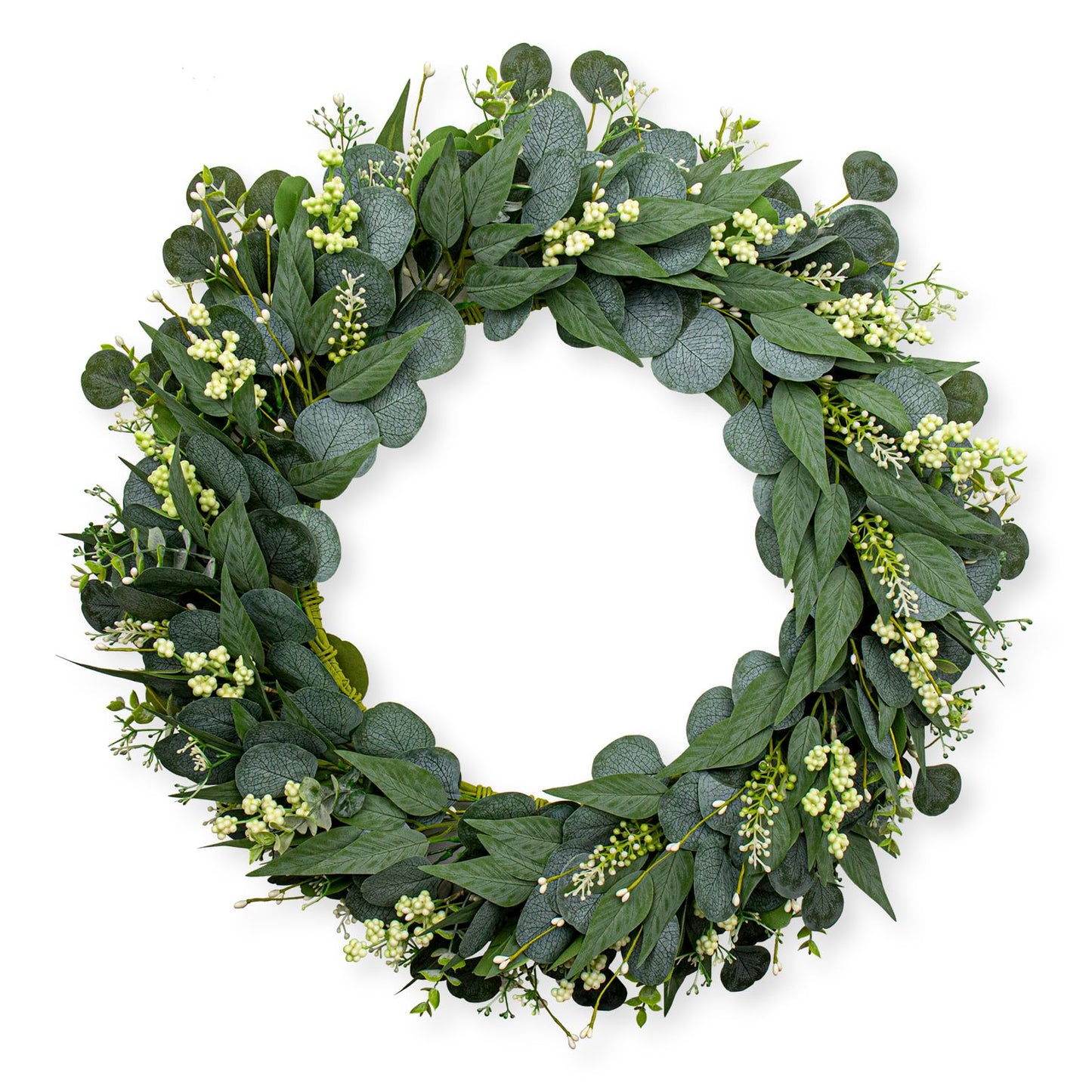 JINGHONG Green Eucalyptus Wreath 26 Inch Greenery Wreaths for Front Door Artificial Spring Summer Wreath with Green Eucalyptus Leaf for All Seasons Home Farmhouse Wall Porch Decor