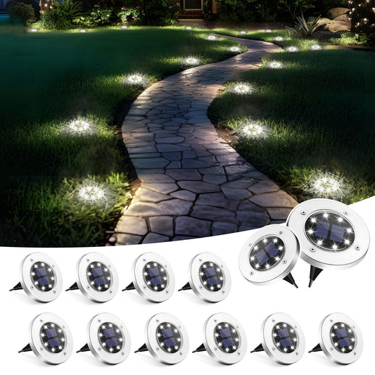 SOLPEX Solar Lights Outdoor Waterproof, 12 Pack Solar Ground Lights, Solar Garden Lights Landscape Lighting for Pathway Driveway Patio Backyard Walkway (Cool White)