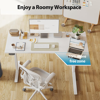 Agilestic Electric Standing Desk, Height Adjustable Desk, 59 x 35 Inch Sit Stand up for Work Office Home, L Shaped Ergonomic Rising Computer Table with Memory Preset, White