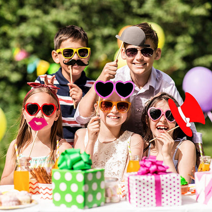 Gejoy 60 Pieces Photo Booth Props DIY Kit Graduation Funny Selfie Props Accessories for Wedding Prom Party Supplies Favors with Mustache on a Stick, Hats, Glasses, Mouth, Bowler, Bowties