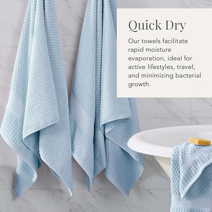 NY Loft 100% Cotton Bath Towel 4 Pack | Super Soft & Absorbent Quick-Dry Bath