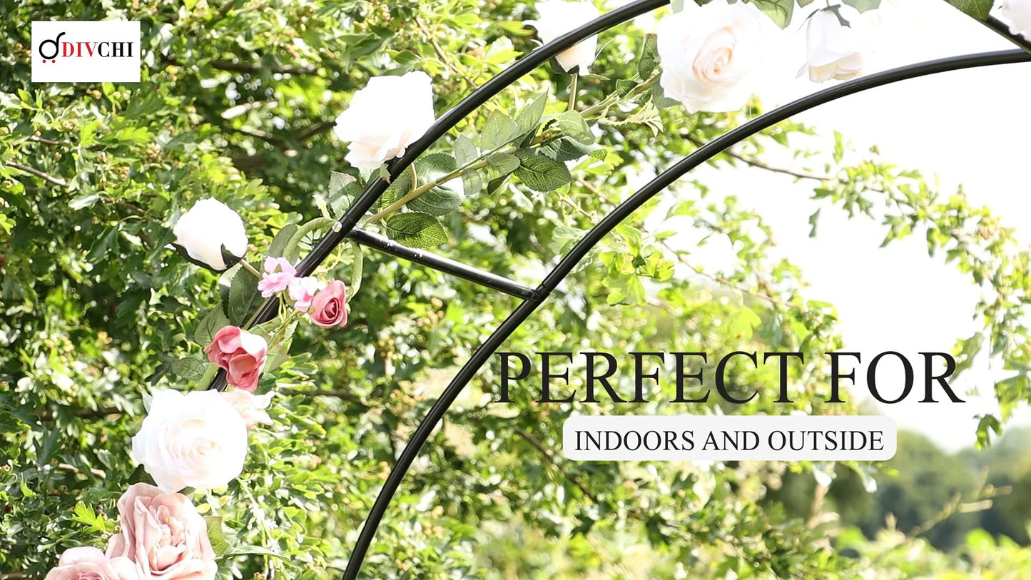 DIVCHI Black Metal Garden Arbour Arch Steel Frame Garden Arch for Climbing Plants, Roses