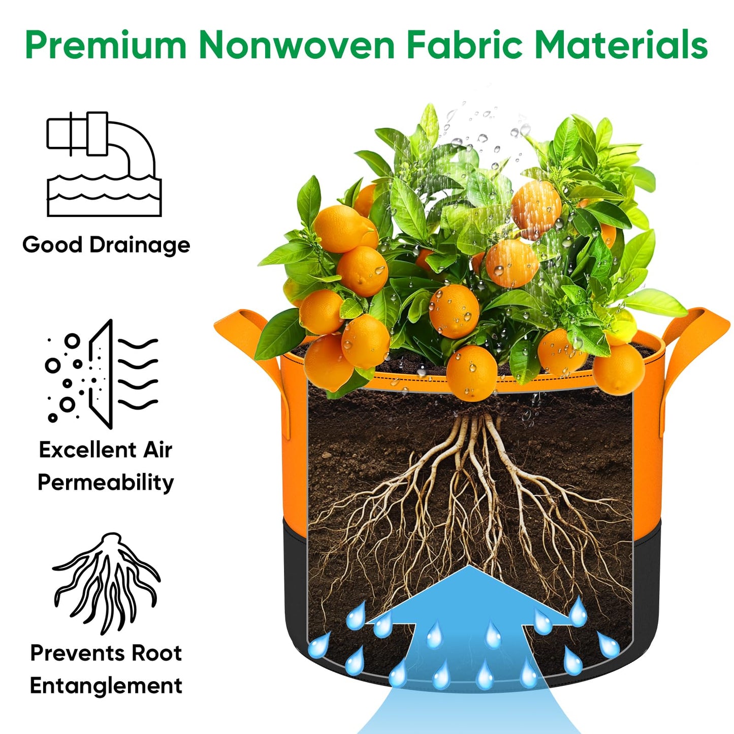 15-Gallon Grow Bags for Potato Planting: 6 Pack Heavy Duty 350G Thickened Potatoes Planter Bags with Handles - Fabric Pots Felt Garden Bags for Growing Vegetable Fruit Flower Herb with Plant Labels
