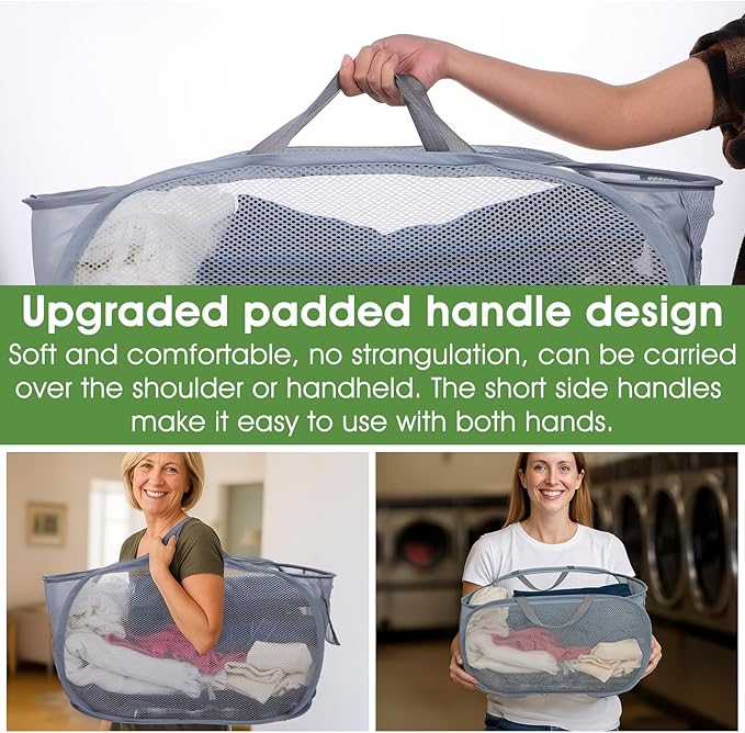 4 Pack Pop-Up Mesh Laundry Basket, Open Collapsible Laundry Baskets