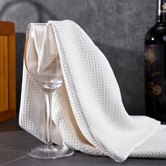 POLYTE Premium Microfiber Kitchen Dish Hand Towel Waffle Weave 12 Pack