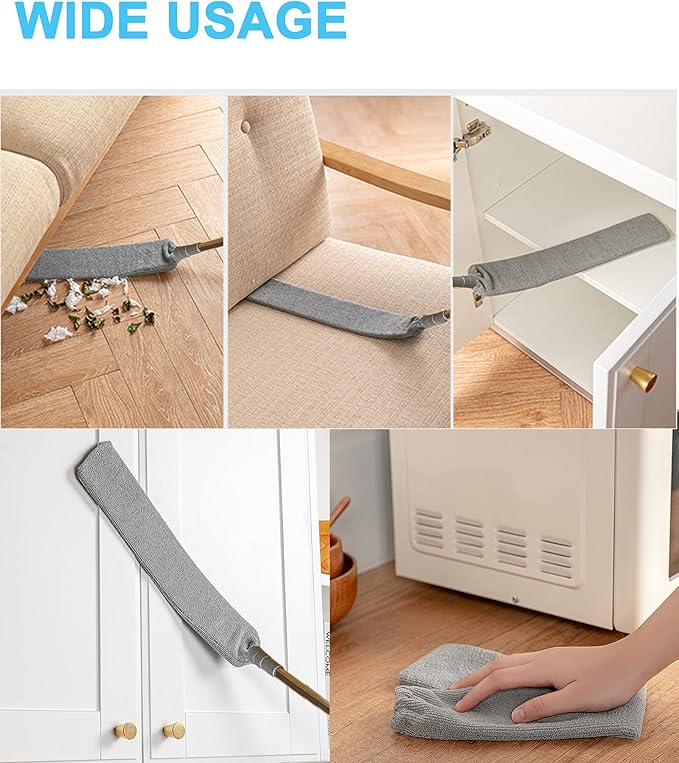 Upgraded Under Appliance Cleaning Gadgets, Microfiber Gap Duster, Skinny Flat