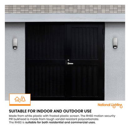 Motion Outdoor Lights Mains Powered - PIR Lights Outdoor - Bulkhead Wall Lights with Motion Sensor - IP44 Rated Security Lights - Black Finish - E27 LED Compatible