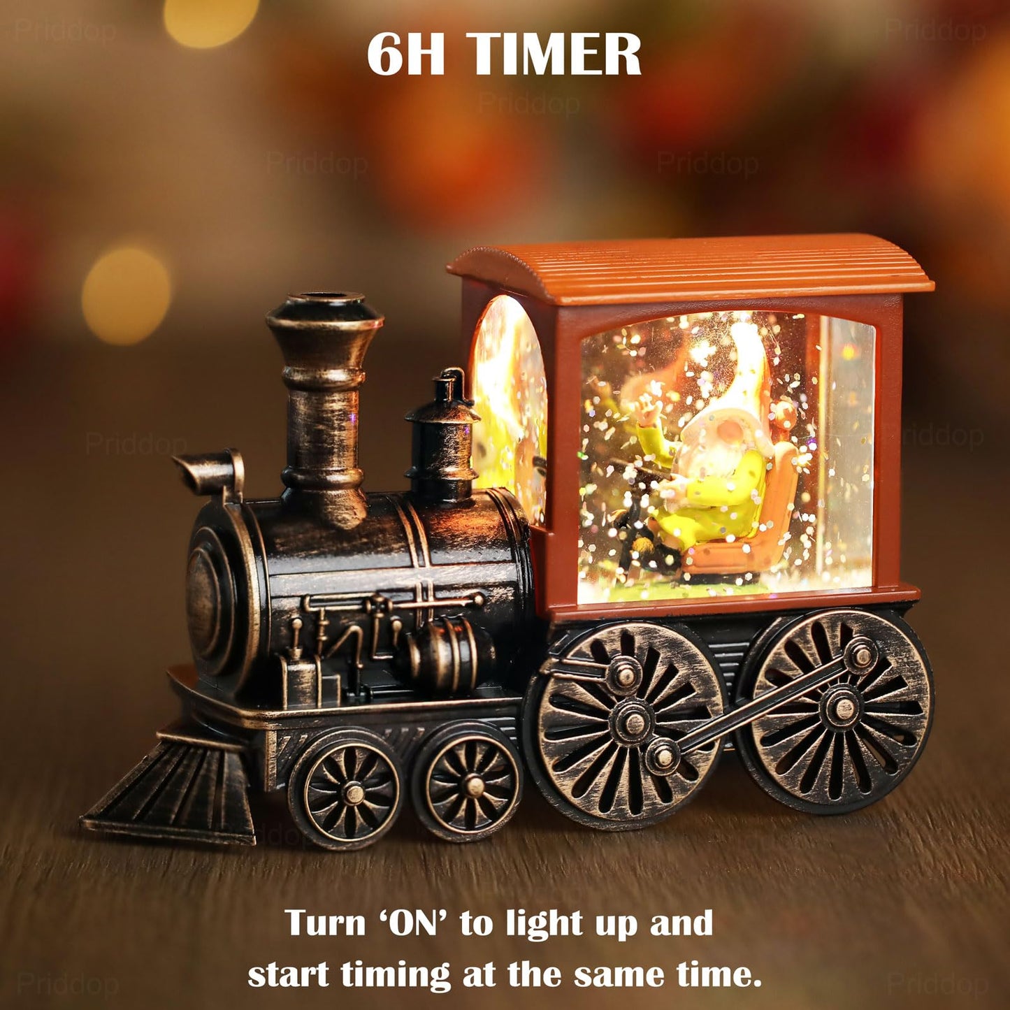 Priddop Fall Snow Globe Train Gnome Turkey Pumpkin Classic Relief Texture Battery Powered LED Glitter Fall Decorations for Home Autumn Harvest Thanksgiving Gifts